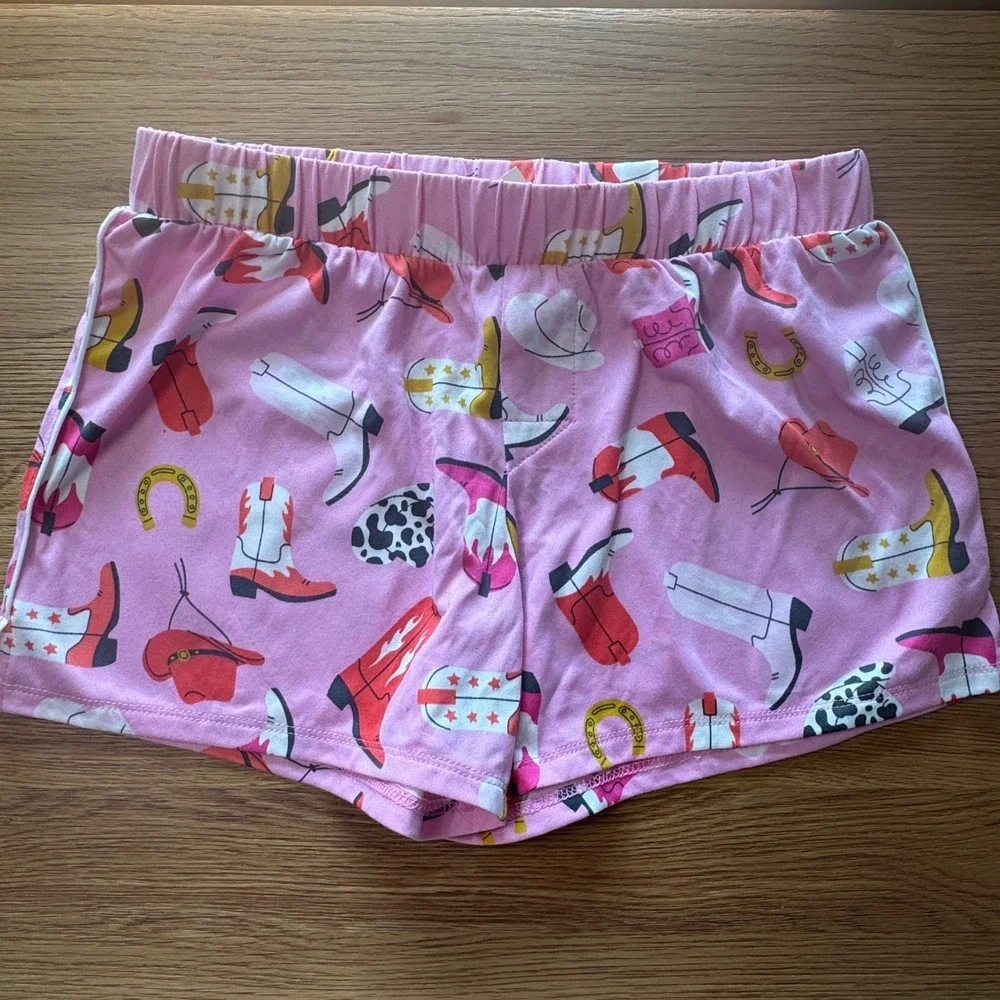 Art Class Girls Pink Western Cowboy Boot Pajama Shorts XL 14 NWT 8LRZ5L